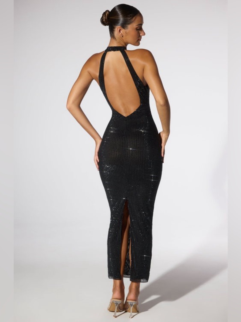 Oh Polly "Sarita" Embellished Halter Neck Low Back Evening Gown- Sold Out